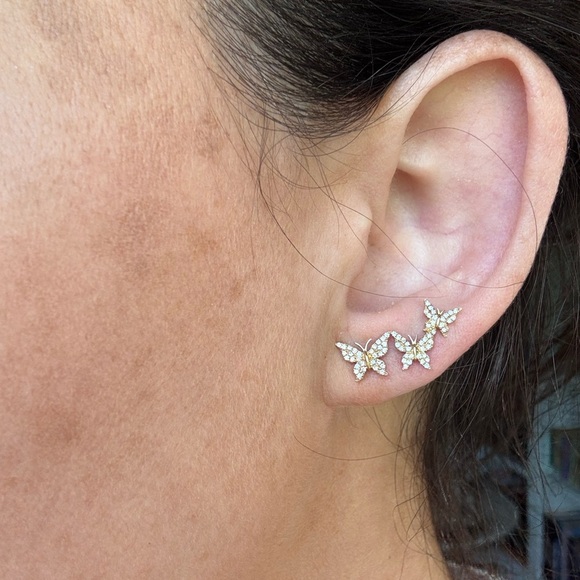 14k Gold and Diamond Butterly Crawlers - SOLD AS A PAIR. - Picture 10 of 10